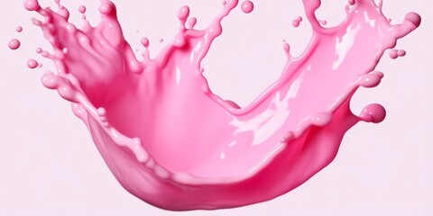 Pink milk splash on white background,splash of liquid,,  Splash of pink milk or pink cream