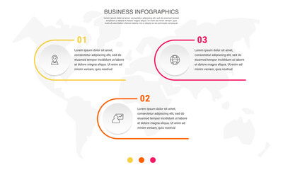Circle vector infographic template with three steps and options for annual reports, presentations, advertising, chart. Modern business illustration.
