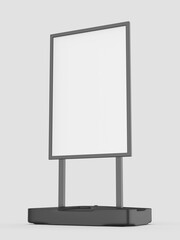 Plastic Outdoor Sign Holder Water Based Pavement Blank Banner Poster Sign, 3d illustration.