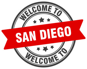 Welcome to San Diego stamp. San Diego round sign
