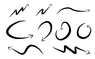 Hand drawn arrow icon set isolated on white background, suitable for  icon, element, infographic element, symbol design,  vector illustration