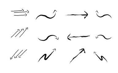 Hand drawn arrow icon set isolated on white background, suitable for  icon, element, infographic element, symbol design,  vector illustration