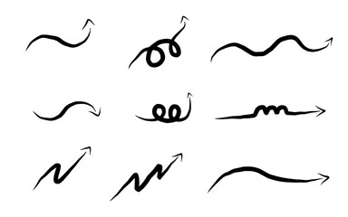 Hand drawn arrow icon set isolated on white background, suitable for  icon, element, infographic element, symbol design,  vector illustration