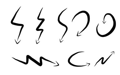 Hand drawn arrow icon set isolated on white background, suitable for  icon, element, infographic element, symbol design,  vector illustration