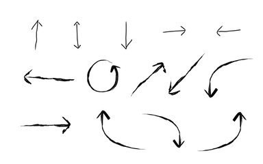 Hand drawn arrow icon set isolated on white background, suitable for  icon, element, infographic element, symbol design,  vector illustration