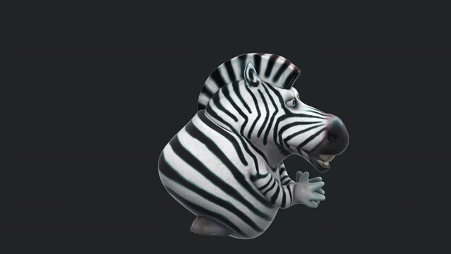 Fun 3D cartoon zebra clapping (with alpha channel included)