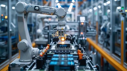Fototapeta premium A smart factory utilizing 5G networks for seamless automation and robotics,