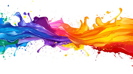 illustration of rainbow paint splashes on a white background, representing creativity and expression within the LGBTQ+ community