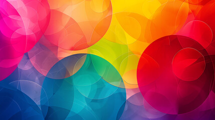 A background with a series of overlapping rainbow circles, symbolizing unity and inclusivity in the LGBTQ+ community