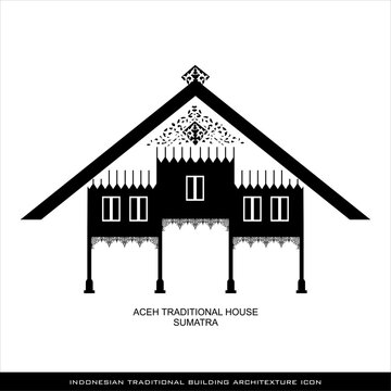 Acehnese Traditional House Icons, a series of architectural icons for traditional Indonesian houses