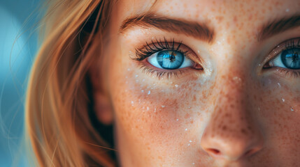 Close up portrait of young woman teenage girl eye focus