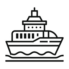 Boat line icon outline vector, linear style pictogram isolated on white. Ship by sea symbol, logo illustration