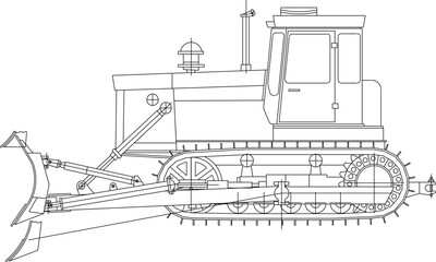 vector illustration sketch design drawing of heavy vehicle excavator movement for industrial projects 