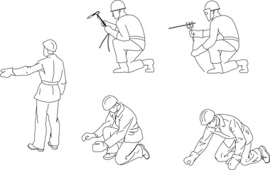 vector illustration sketch design drawing of mason workers for construction industry projects