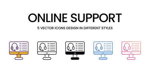 Online Support Icons different style vector stock illustration