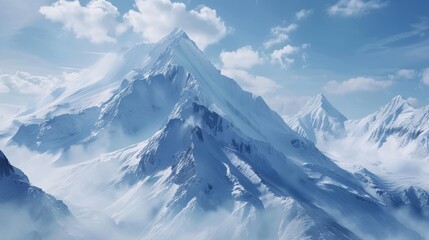 Obraz premium Mountain Painting With Clouds in the Sky