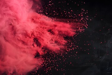 Red Powder Explosion on Black Background