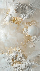 Golden and white paint strokes, abstract mobile wallpaper