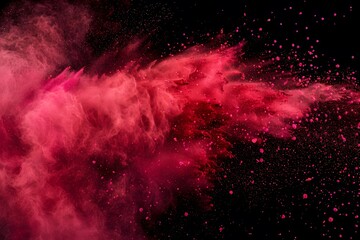 Abstract Red Powder Splash on Black Background