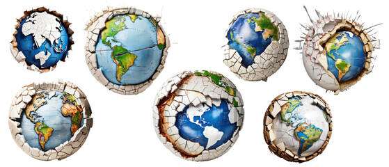 Combo Set The Earth's crust from a different angle isolated. Generative AI