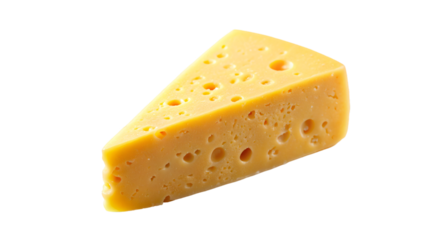 A close-up of a yellow cheese slice isolated on a white background
