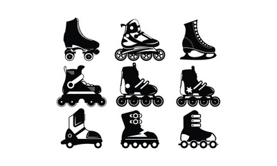 Skating Vector bundle, Baby Penguin Clipart, Silhouette, Vector, icons, illustration, design.