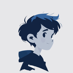 The character design of a cute and cute little black child is looking to the side