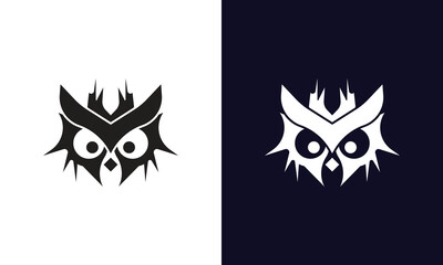 Owl face icon logo design vector on background. Owl logo. Night wild animal.