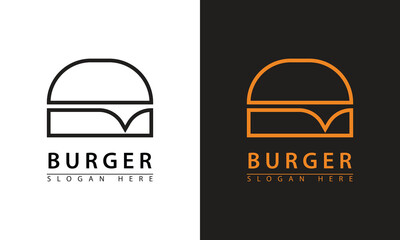 Fototapeta premium Abstract vector template of burger icon logo design, flat modern minimalist design illustration.