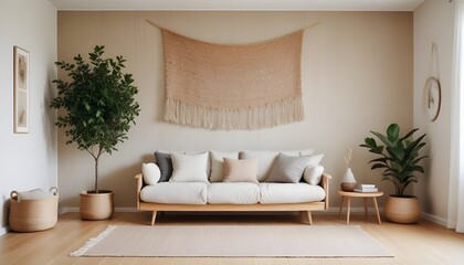 Simplicity and nature accents in scandi living room