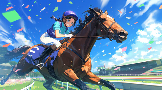 競走馬と女性騎手