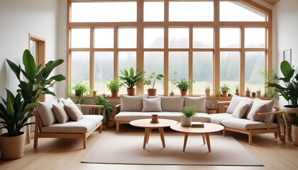 Simplicity and nature accents in scandi living room