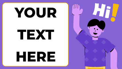 Hi Hello Greeting Flat Illustration Concept - Man Teen Say Salutation Salaam
