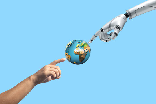 human finger and robot future communication technology