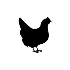 Chicken silhouette solid icon vector. Farm chicken icon. Livestock concept. Meat sign on white background. Chicken meat badge. Chicken illustration. Dairy products. Milk symbol. Butcher logo