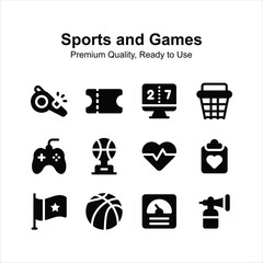 Pack of sports and games premium icons, ready to use and download