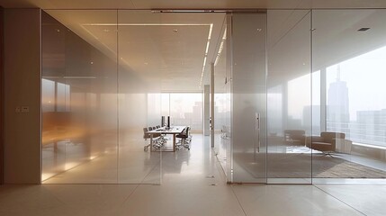 Imagine a frameless glass office door with an elegant, minimalistic look