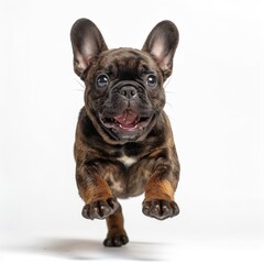 Energetic Small Brown and Black Dog Jumping in Air