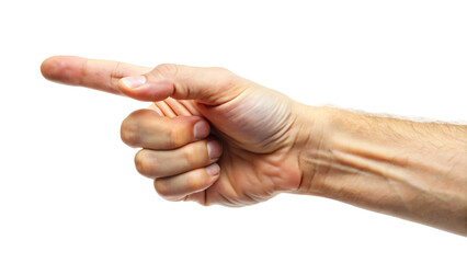 hand with pointing finger on white background