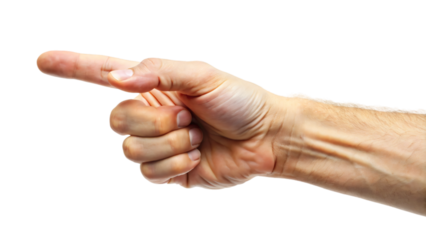 hand with pointing finger on white background