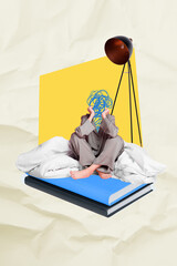 Trend artwork sketch image composite photo collage of sad bad mood wake up woman bodyless doodle...