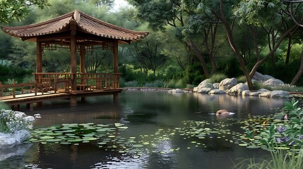 Tranquil Oasis: Serene Reflections on a Peaceful Pond, Where Nature's Harmony Unfolds - Perfect for Relaxation, Meditation, and Inner Peace