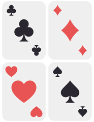 Playing cards flat illustration isolated on white background.