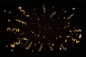 golden confetti  celebration party design vector free