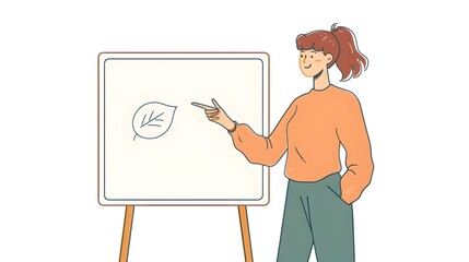 Female Professional Presenting Insights on Whiteboard to Colleagues