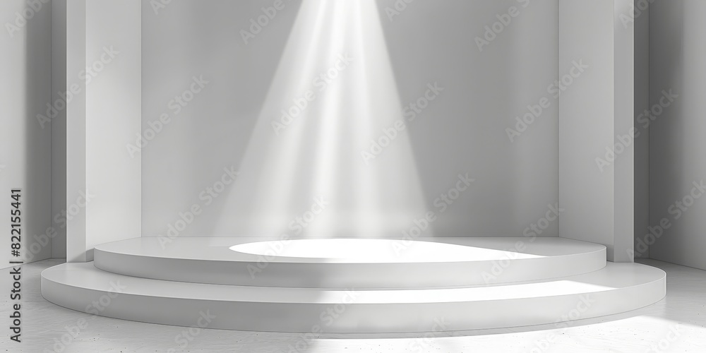 Poster abstract white empty room with spotlight , empty studio for product display presentation
