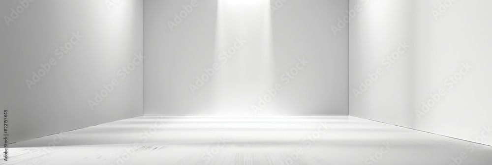 Wall mural Abstract white empty room with spotlight , empty studio for product display presentation