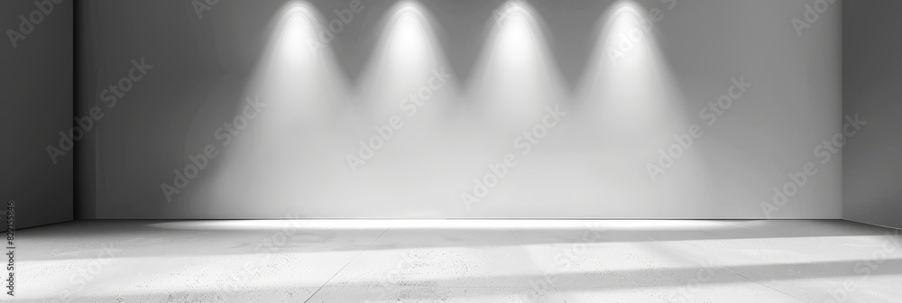 Poster abstract white empty room with spotlight , empty studio for product display presentation