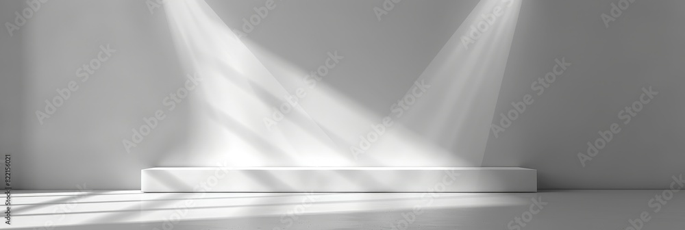 Poster abstract white empty room with spotlight , empty studio for product display presentation