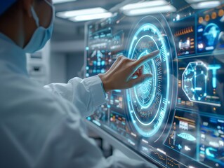 Doctor using advanced medical hologram technology data generative ai art